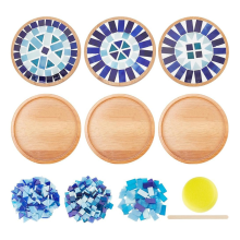 1 Set DIY Mosaic Craft Kit for Adults Beginner,Blue Glass Tiles Pieces with Blank Base Tray Handmade Art Home