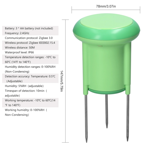 Tuya ZigBee Soil Tester Temperature and Humidity Sensor IP66 Grade Waterproof APP Control Support View History 2