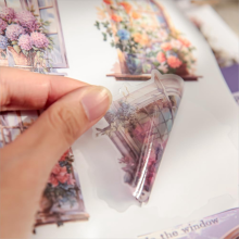 Pre-Cut Sticker Book for Journaling, Dual Materials, Decorative Frame Scrapbook Stickers, 20 Sheets, of Window