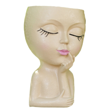 Cute Head Flower Pot/Face Pot, for Indoor Plants, Girl Face Pot Lady Pot,Khaki