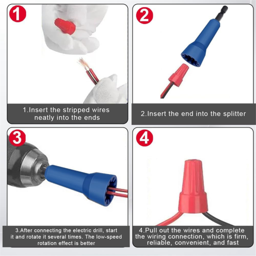 4Pcs Wire Twister Tool for Drill, Stripper Connector Driver,Cable Quick Stripping Tools 2