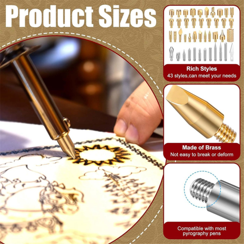 43 Pieces Wood Burning Tip Set Tips Template for DIY Embossing and Carving Crafts 1