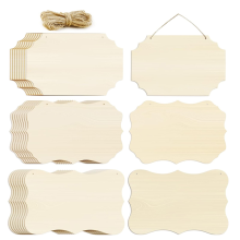 24 Pcs Unfinished Hanging Wood Sign Blank with Ropes,Rectangle Plain Craft Door Signs Wall Art