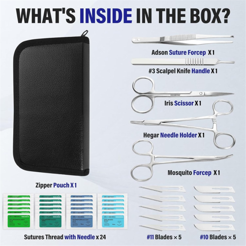 40Pcs SuturePractice Kit for Medicine Students SutureTraining,24 Packs SuturesThread,Complete Tools 1