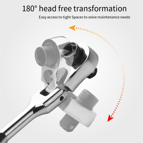 2-In-1 Round Handle Ratchet Wrench 1/4 Double Ended 72 Teeth Quick Spanner Tool Screwdriver Socket Bit 2