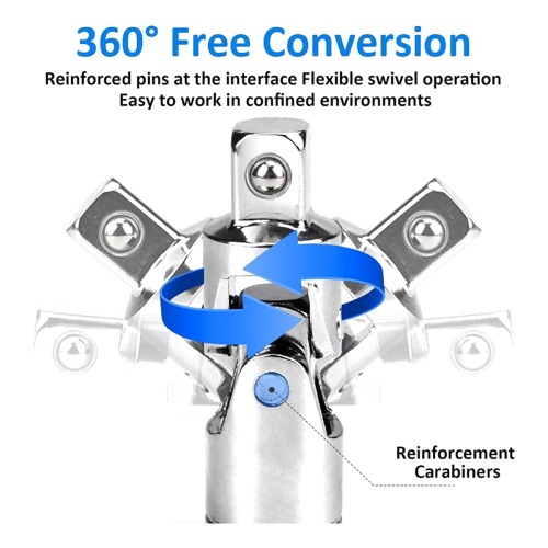 Universal Drive Connector Socket Set, 360 Degree Rotating Maintenance Fasteners, Suitable for Car Modification 2