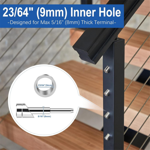 24Pack Beveled Angle Washers 9mm, 33 Handrail Washer Max for 8mm Cable Railing Hardware Kit, Stair Deck Metal 2