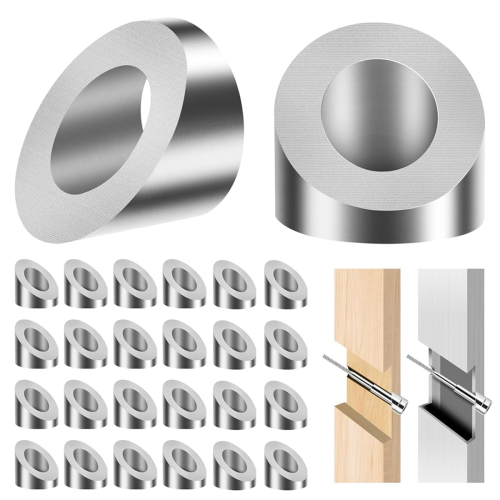 24Pack Beveled Angle Washers 9mm, 33 Handrail Washer Max for 8mm Cable Railing Hardware Kit, Stair Deck Metal