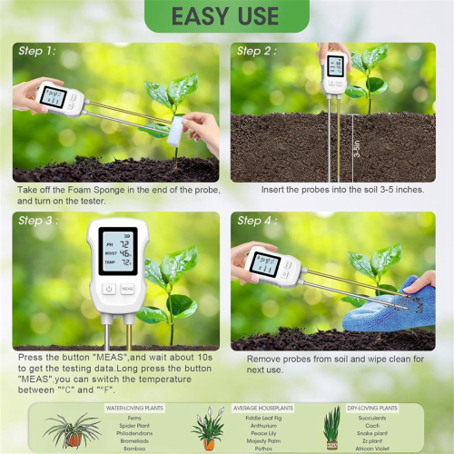 Soil Moisture Meter, Digital Plant Meter for Temperature/Soil Moisture/PH Test 2
