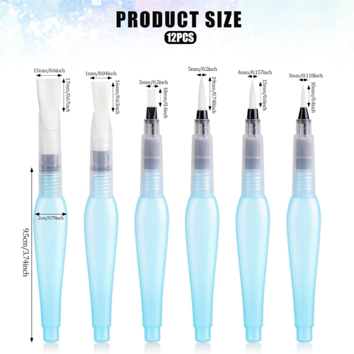 12 Pack Refillable Watercolor Pens Brush Water for Soft Pen Paint 2