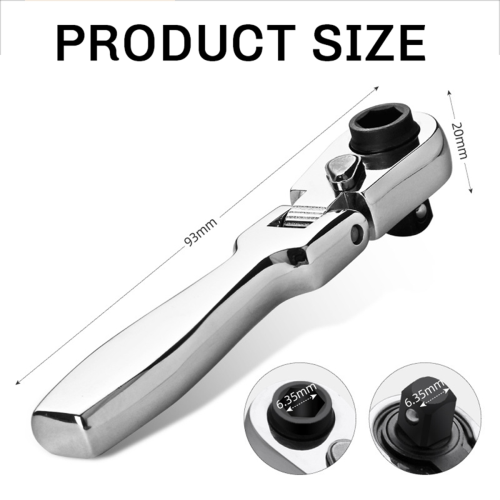 2 in 1 Flat Handle Ratchet Wrench 1/4 Double Ended 72 Teeth Quick Spanner Tool Screwdriver Socket Bit DIY Repair 2