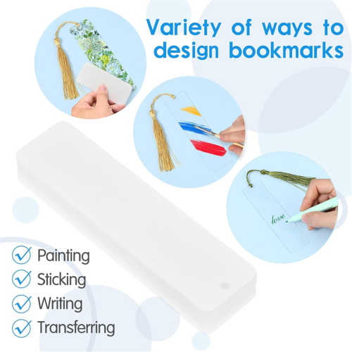 15 Pieces Blank Clear Acrylic Bookmarks with Hanging String, String 2