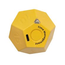 Mini Timer Rotate Dodecagon Rechargeable Sound Vibrate Light Alarm Flip Countdown for Timemanager Yellow