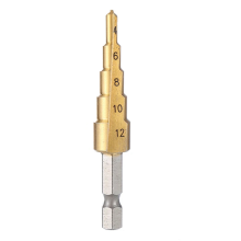 4-12mm HSS Straight Groove Step Drill Bit Wood Metal Hole Cutter Core Pagoda