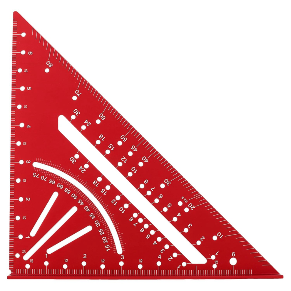Carpenter Square,7Inch T Square Multi-Purpose Tools, Square, Protractor, Ruler, Marking Gauge, Saw Gauge Red 4853504666885