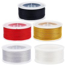 131Yd/120m 1.5mm Twisted Nylon Cord 3-Ply Satin Trim Macrame Thread String Braided Beading Cord,5 Colors
