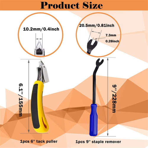 Staple Remover,Upholstery and Construction Puller Tack-Lifter Tool Heavy Duty Carpet Remover,Yellow+Blue 2