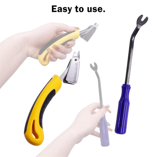 Staple Remover,Upholstery and Construction Puller Tack-Lifter Tool Heavy Duty Carpet Remover,Yellow+Blue 1