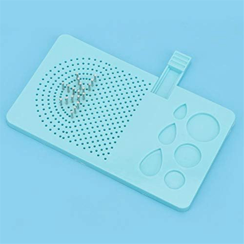 Guide Quilling Board Portable Knitting Paper Grid Winding Disc with Pins Storage Box Blue 2