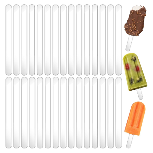 30PCS Popsicle Sticks 4.5 Inch Acrylic Cakesicle Reusable Ice PopSticks Plastic (Clear) 1