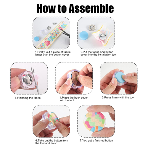 120Pcs Button Covers, Cover Kit with 6 Sizes, DIY Fabric Covered Buttons 2 Installation Tools for Lovers 2