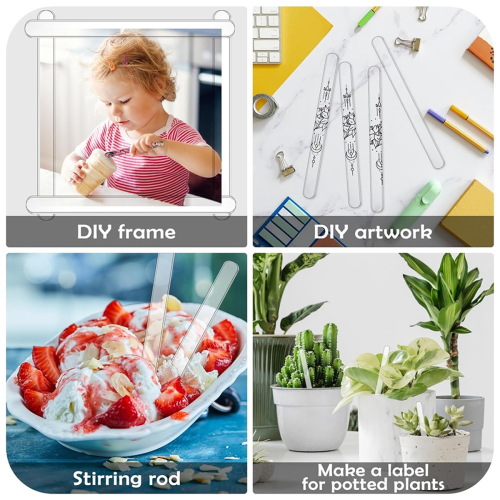 30PCS Popsicle Sticks 4.5 Inch Acrylic Cakesicle Reusable Ice PopSticks Plastic (Clear) 2