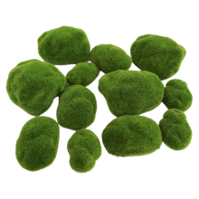 12pcs Moss Rocks Ball Artificial Green Stone Decoration Fake Lifelike Plant Simulation Ornament Party Window Display