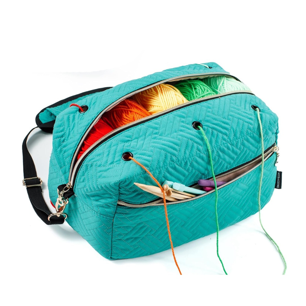 Crochet Bag Organizer Knitting Yarn Storage - For Crocheting Holder Blue Jehiatek