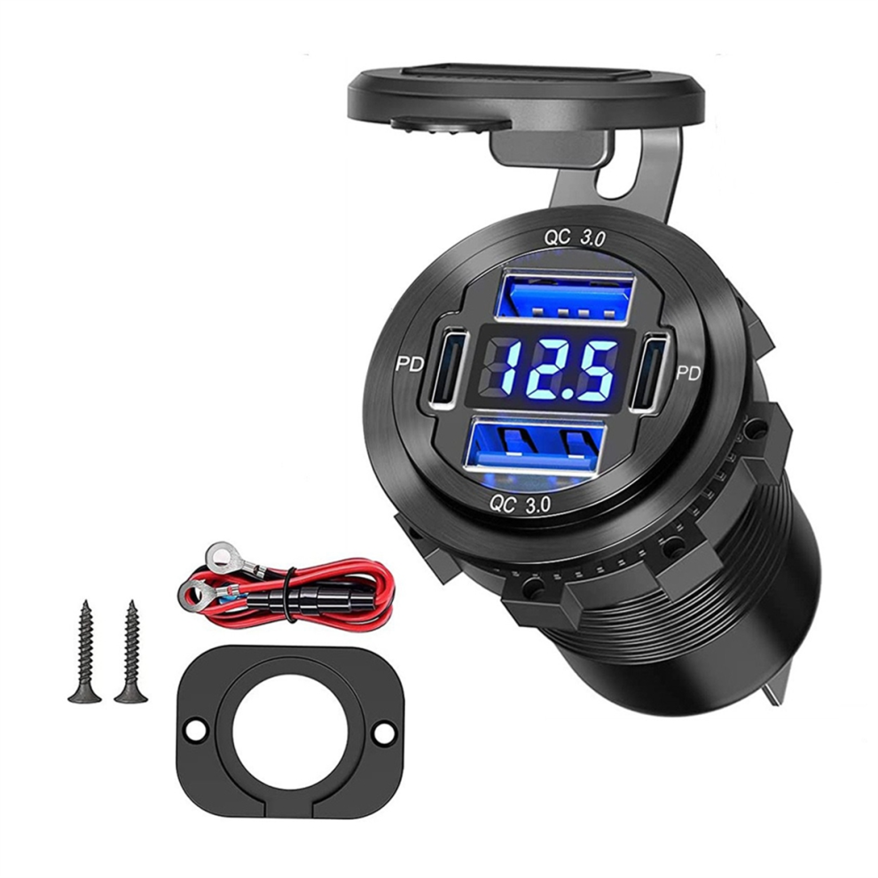 4 Port 12V Usb Outlet Charger,Dual Pd & Qc Multiple For Car, C- Lighter Replacement 12 Volt Socket 4851335056936