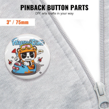 200 Sets 3 Inch 75mm Pin Back Button Parts for Maker Machine, DIY Round Badge