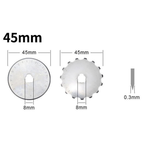 12pack 45mm Rotary Cutter Blades Kits, Perforating Replacement for Fabric Leather 7 Edge Type 2