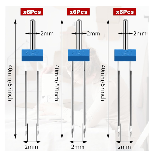 18Pcs Twin Needles for Sewing Machine, Double with Plastic Box, Household Machine Accessories 2