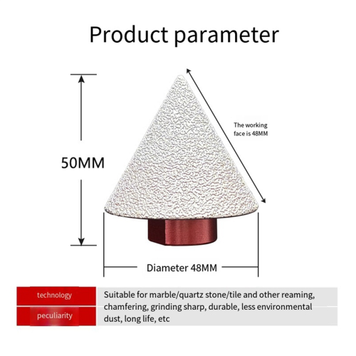 Brazing Diamond Chamfering Tool M14 Stone Floor Tile Ceramic Hole Expansion Drill Bit Conical Grinding Header 2
