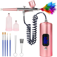 LCD Air Brush Kit with Compressor, 3 Gear Pressure Cordless Airbrush Machine Hose for Cosmetics, Painting Art