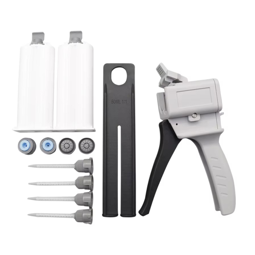 50ml Dispensing AB Glue Two-Component Epoxy Resin with 4 Mixing Needle 2 Empty Dual Cartridges