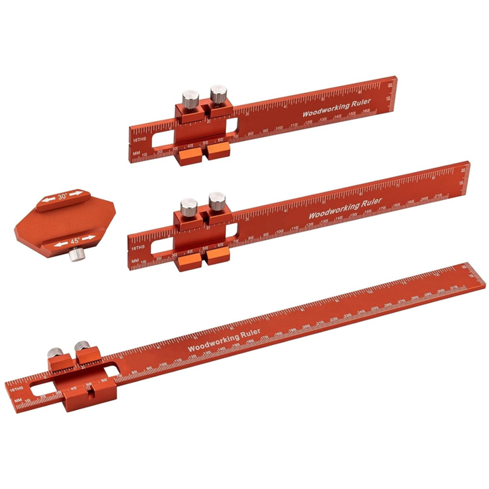 Woodworking Pocket Ruler-6/8/12Inch Precision Ruler - Marking Metric Inch T-Type Measuring Scribing Rulers 4851335066713