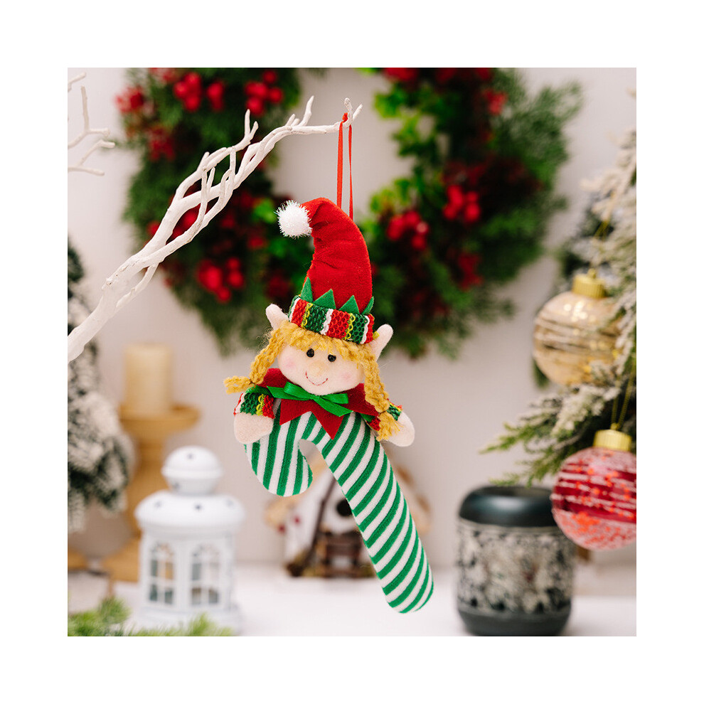 (Fabric Elf Keychain Female) Fabric Enchanting Elf Hanging Decoration For Christmas Featuring Adorable Cane Candy-image-OPC-PJ865RD-NEW