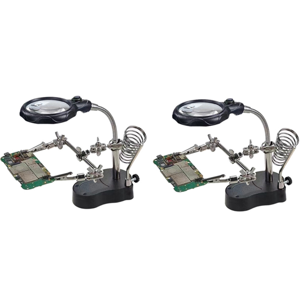 Repair Auxiliary Clamp With Led Light Magnifying Glass Circuit Board Welding Soldering Iron Stand 4851335070802