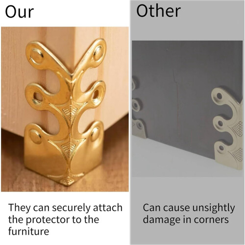 10pcs Baseboard Corner Protectors-Brass Skirting Board Protectors,Decorative Protector Cover,for Table Cabinet 1