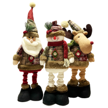 Snowflake PlaidFabric Stretch Doll, Hotel Mall , Layout Ornaments, Christmas Retro Decor