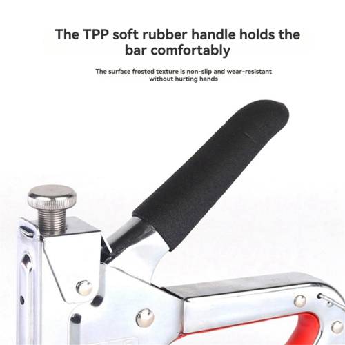 Manual Three-Purpose Nail Stapler Code U Woodworking Oil Painting Tool Silver 2