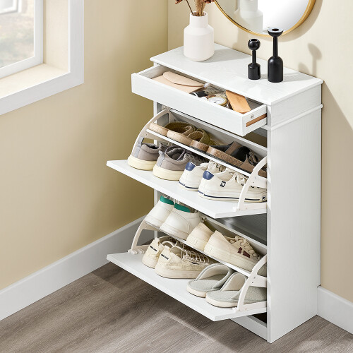SoBuy Meuble à Chaussures Blanc 2 Abattants 1