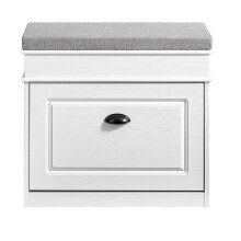 Dulap pantofi SoBuy cu banca, alb, 61x24x51cm, lemn