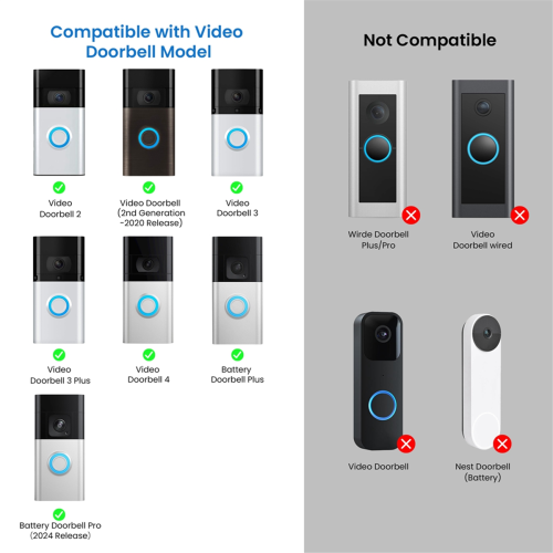 Anti-Theft Video Doorbell Mount for 2/3/3 Plus/4,Battery Plus,Battery Pro(2024 Release) 2
