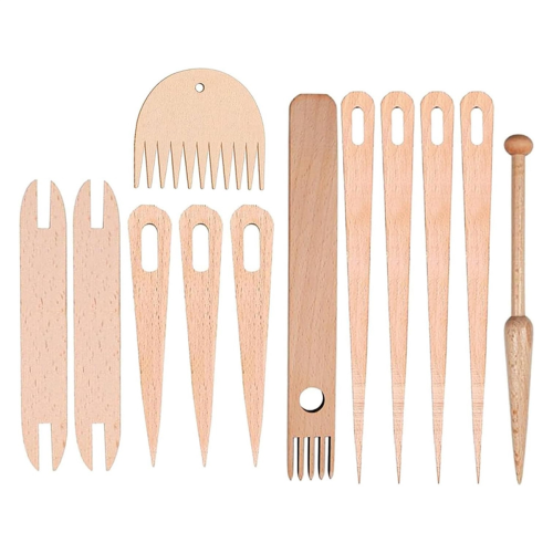 12Pcs Tapestry Weaving Stick Kit, 7Pcs Big Eye Needles Stick, 2 ,2 Comb