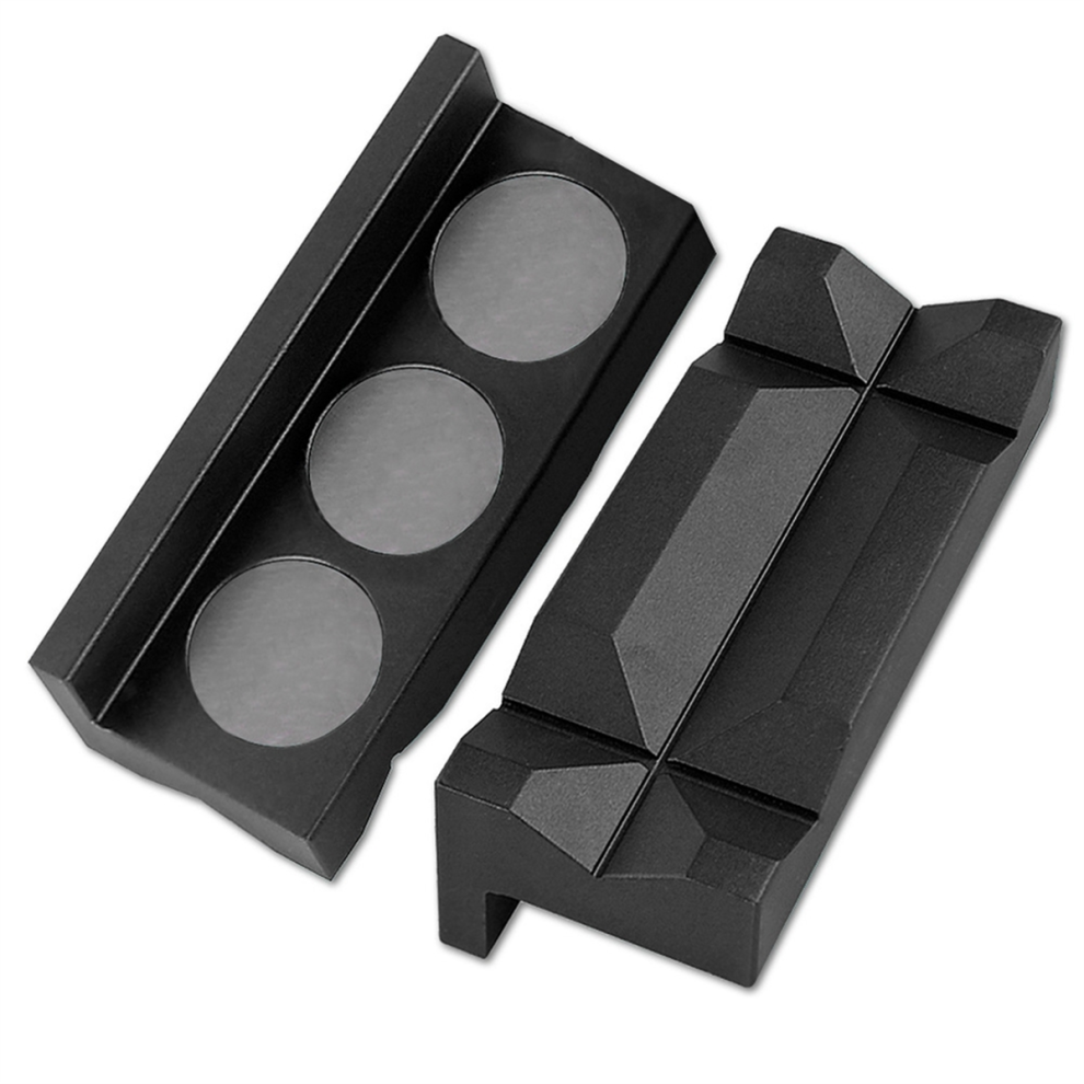 4Inch Vise Jaw Pads Magnetic Aluminum Caps Reversible Pipe Multipurpose Protection Inserts 2Pcs Black 4851335088050