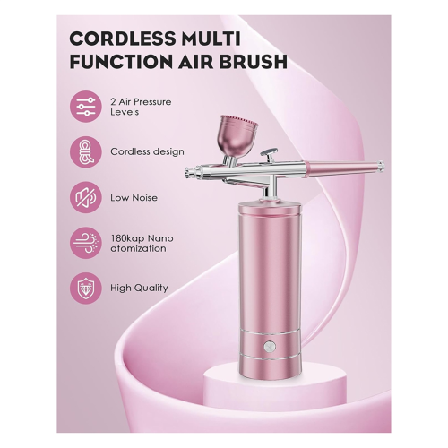 Airbrush Kit with Compressor, Portable Nail Spraygun, Rechargeable Cordless Set, Handheld Machine B 1
