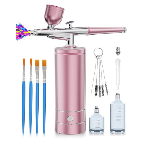 Airbrush Kit with Compressor, Portable Nail Spraygun, Rechargeable Cordless Set, Handheld Machine B