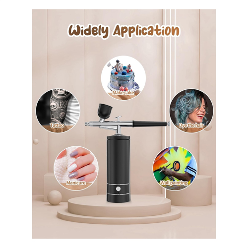 Airbrush Kit with Compressor, Portable Nail Spraygun, Rechargeable Cordless Set, Handheld Machine A 2