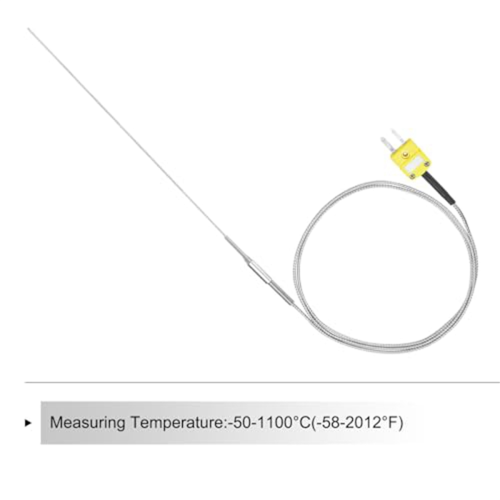 K Type Thermocouple with Plug, Meter Temperature Sensor Probe -50 to 1100C,3.3ft Wire 0.5x300mm 2